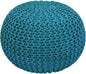 COTTON CRAFT Round Pouf - Hand Knitted Cotton Braid Cord Cable Dori Floor Pouf - Foot Stool - Ottoman Footrest Accent Seat Furniture Bean Bag - Living Room Kids Room Nursery Dorm Décor - 20x14 - Teal