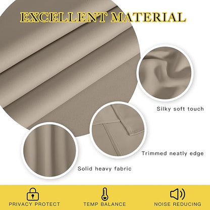 NICETOWN Blackout 108 inch Curtains for Sliding Glass Door, Grommet Thermal Insulated Room Darkening Window Treatment Sound Reducing Drapes for Room Divider, 1 Panel, W52 x L108, Taupe
