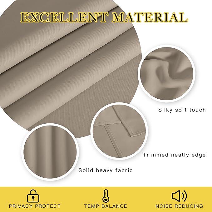 NICETOWN Patio Door Curtain Sound Blocking, Bedroom Privacy Room Divider Curtain, Thermal Insulated Blackout Closet Sliding Door Shade (1 Panel, 100" Wide x 120" Long, Taupe)