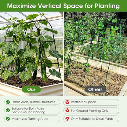 Cucumber Trellis for Raised Bed,U-Shape Garden Trellis for Climbing Plants Outdoor, Metal Arch Vegetables Trellis, Plant Support for Vine (Black, 31.5" Lx21.6 Wx47.2 H-Small)