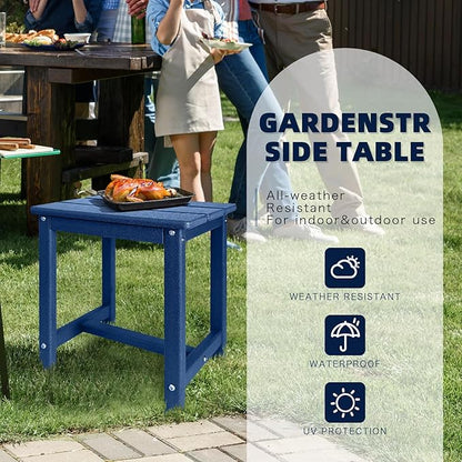 Adirondack Square Side Table,one-Tier Outdoor end Table, Patio Side Table for Pool,Porch,Backyard,Relaxing Companion (Blue)