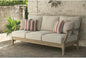 Signature Design by Ashley Clare View Outdoor Patio Sofa, 4 Throw Pillows, Nuvella Weather Resistant Fabric, Eucalyptus Wood, 81" W x 35" D x 32" H, Beige