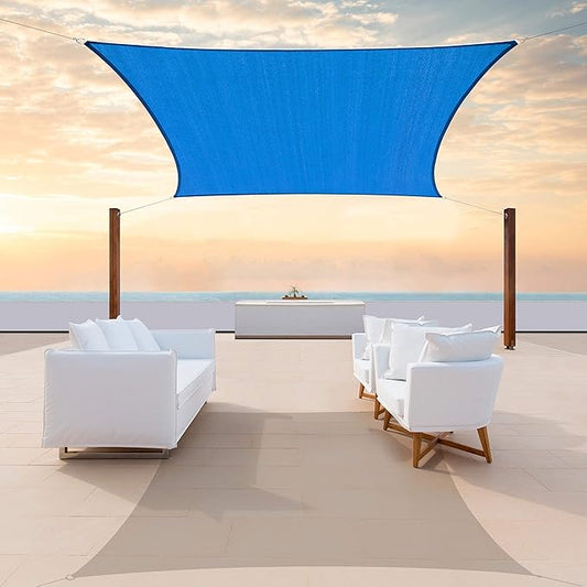 ColourTree TAPR1616 Custom Size 17' x 19' Blue Sun Shade Sail Canopy UV Block UPF50 Rectangle - Commercial Standard Heavy Duty - 190 GSM - 3 Years Warranty
