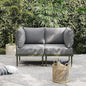 Sundale Outdoor 2 Pieces Metal Patio Furniture Set, Outdoor Sectional Sofa w/6 Inch Olefin Cushion, Modern Outdoor Conversation Sets for Porch, Balcony