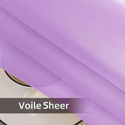 SpaceDresser Waterproof Outdoor Sheer Curtains for Patio - 2 Panels Rod Pocket Indoor Voile Sheer Curtain for Living Room,52W x 96L inch, Lavender