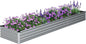 12x2x1FT Galvanized Raised Garden Bed Kit,Vegetable Boxes-Rectangle Metal Flower Box,Large Planter Raised Beds Outdoor Garden for Planting,Fruit,Herb-Silver