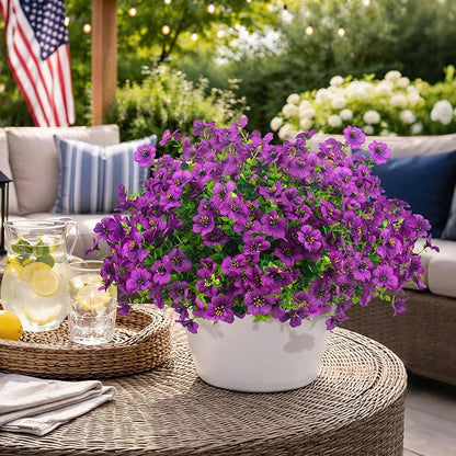 20 Bundles Artificial Flowers for Outdoors, UV Resistant Fake Plants Flowers Greenery Shrubs Plants for Decoration Outside Plants Hanging Planter Home Garden Decor (Fuchsia)
