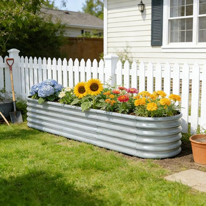 2-Pack Galvanized Raised Garden Bed 8x4x1.5 | 10x2x1.5 ft, 18" Tall Metal Planter Boxes Outdoor for Herb Vegetable, Modular Raised Flower Bed for Gardening with Zn-Al-Mg Coated - Brooklyn Grey