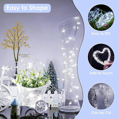33Ft 100LED Fairy Lights Plug in, Waterproof String Lights Outdoor & Indoor 8 Modes with Timer, Christmas Light Bedroom Decor, Twinkle Light for Girl's Room Garden Christmas Decorations (Cool White)
