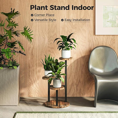 Bamworld Corner Plant Stand Indoor Metal Wood Plant Shelf Outdoor Tall Plant Stands Plant Tables Indoor Plant Rack 4 Tier Plant Stand Garden Accessories for Living Room Balcony Patio