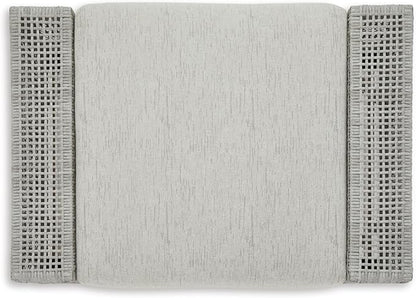 Signature Design by Ashley Seton Creek Casual Nuvella Weather Resistant Fabric Outdoor Ottoman with Cushion, Light Gray & Light Brown