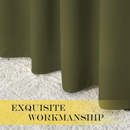 NICETOWN Blackout Curtains 63 inches Long for Living Room Bedroom, Grommet Thermal Insulated Room Divider Drape Window Treatment for Sliding Patio Door, W100 x L63, 1 Panel, Olive Green