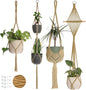 Nook Theory 4-Pack Macrame Plant Hangers with 8 Hooks - Hanging Planters for Indoor Plants, Boho Macrame Hangers Indoor Outdoor, Decorative Plant Hanger Indoor (Caramel)