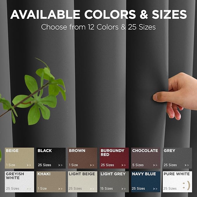 Joydeco Blackout Patio Sliding Door Curtains 90 Inches Long, Grommet Privacy Room Divider Curtains, Extra Wide Thermal Blackout Drapes for Bedroom Living Room (Grey, 70Wx90L, 1 Panel)