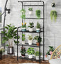 Plant Stands Outdoor with Hooks, Metal Tall Plant Shelves Indoor for Hanging Planter, Black