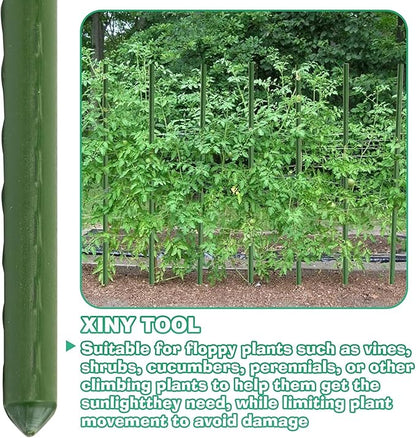 Xiny Tool Garden Stakes, 15 Pack 8 FT Steel Plant Garden Tomato Stakes with Plastic Coat for Climbing Plants (96 Inch)
