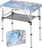 Outdoor Side Table, Portable 3 Adjustable Height Small Outdoor Folding Table, Aluminum Foldable Patio Side Tables for Outside Indoor, Plant Stand Coffee End Table for Garden, Balcony(Provence Dreams)