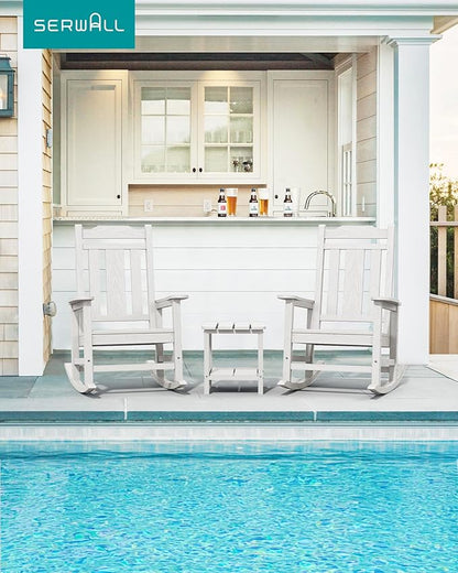 Oversized Outdoor Rocking Chair in White, HDPE, Holds 350 lbs