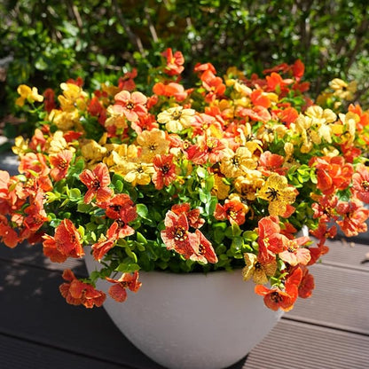Artificial Flowers for Outdoor, UV Resistant Fake Silk Flowers, Realistic Faux Plants for Outside Indoor Porch Patio Window Box Planter Home Decor (16, Orange)