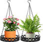 2 Pack Hanging Planters, 9.8 Inch Metal Plant Hanger, Decorative Glossy Black Plant Pot Holder, Planter Hanging Baskets with Chains and Hooks for Indoor or Outdoor Balcony Porch Home Decor