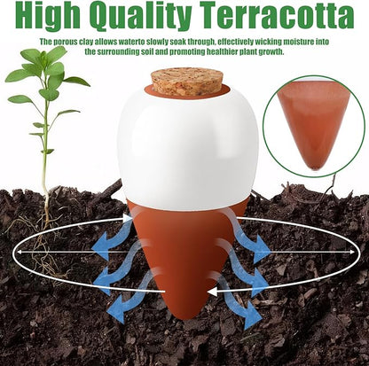 Terracotta Watering Spikes, 4 Pack Ollas Self Watering Globes, Slow Release Self Watering Planter Insert, Plant Watering Globes for Indoor and Outdoor Plants