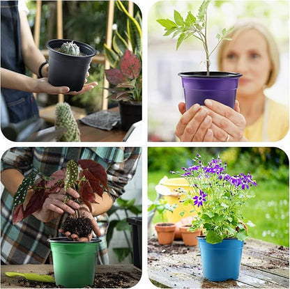 Oubest 30Pack Nursery Pots Plastic for Plants 6 inch Seedling with Drainage Holes Multicolor Flower Seed Starting Pots for Seedling Cutting Transplanting