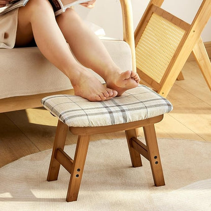 Foot Stools Ottoman, Small Foot Stool Ottoman, and Footstool, Wooden Foot Stool, Sofa Footrest Extra Seating for Living Room Entryway Office