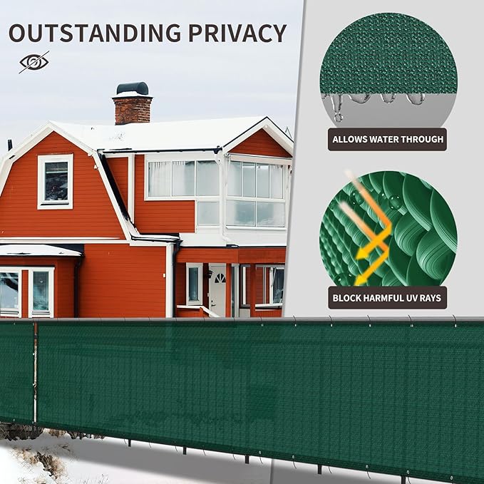 LOVE STORY Custom Size 3'x1' Dark Green Balcony Privacy Screen,UV Block Privacy Fence Screen,90% Shield for Outdoor Pool Garden Apartment Railing
