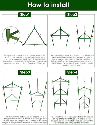 Tomato Cage, 3Pack 51.2inch Tall Tomato Trellis Triangle Tomato Cages for Garden Climbing Plants, Raised Garden Bed Plant Support Stakes for Garden,Pots, Plant Cages & Supports（Extra Bold）