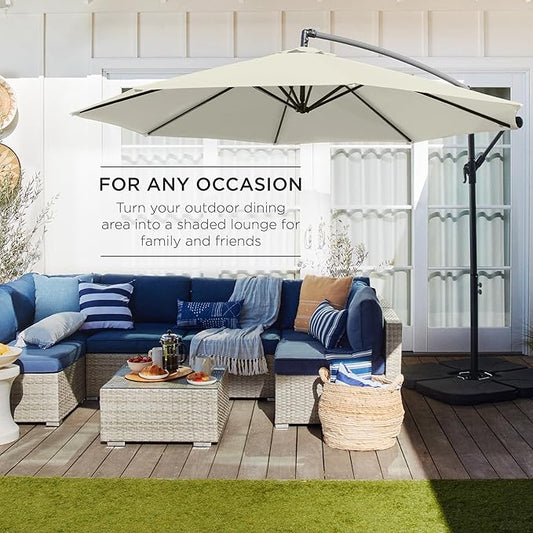 Offset Hanging Market Patio Umbrella w/Easy Tilt Adjustment, 10ft