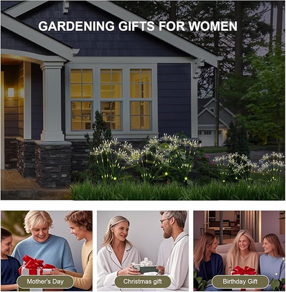 Solar Garden Lights Decor: Gardening Gifts for Women Mothers Day Warm White - Waterproof Twinkling Swaying Firefly Solar Lights Outdoor with 2 Modes for Yard Patio Pathway Decoration 4-Pack