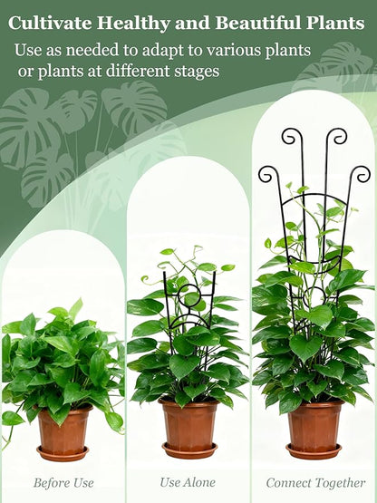 33 Inch Tall Expandable Metal Trellis for Potted Plants, Rustproof Expandable Indoor Outdoor Plant Support Trellis for Climbing Plants, Monstera, Ivy, Hoya with Sturdy Weighted Base (Black)