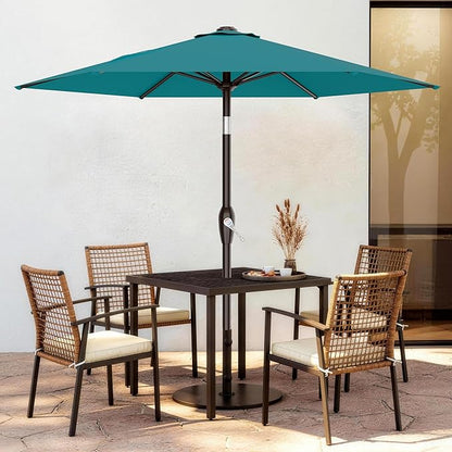 AreShark 7.5FT Patio Umbrella Table Market Umbrella with 6 Sturdy Ribs, Button Tilt/Crank, Heavy-Duty Outdoor Umbrellas for Pool, Deck, Garden and Backyard, Cerulean