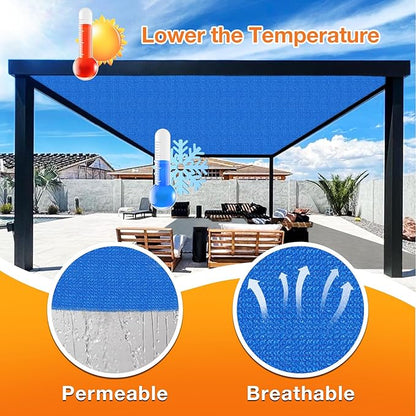 Artpuch Outdoor Pergola Shade Cover 6' X 15' Sun Shade Cloth with Grommets, 90% UV Protection Canopy Patio Privacy Screen (Customized Available) GN107, Blue