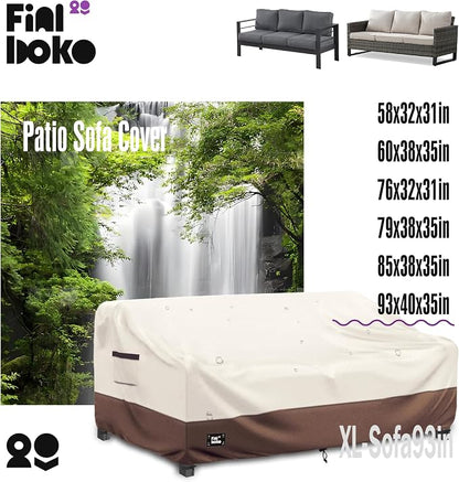 Sofa Cover, 3-Seater Waterproof Patio Couch Cover in Beige and Brown