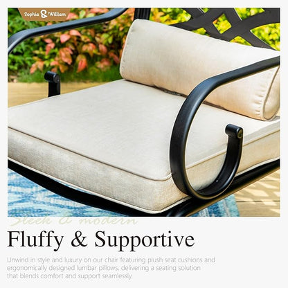 Sophia and William Swivel Patio Dining Set for 4, Outdoor Table and Chairs, Removable Seat Cushions, Black 37" Patio Dining Table