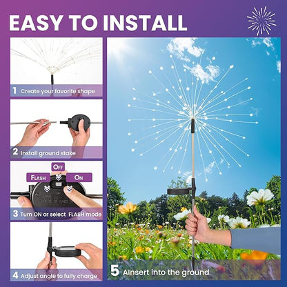 Garden Decor Solar Lights Outdoor,120LED Waterproof Colorful Solar Fairy Garden Lights for Outdoor Decoration,Yard, Patio, Porch,Flower Pot,Pathway,Christmas (2Pack)