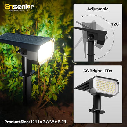 Ensenior Solar Spotlights Outdoor, 56 LEDs Brightness Adjustable 3000K LED Solar Garden Lights, Halloween Christmas Landscape Lighting for Flag/Yard/Pathway, IP65 Waterproof - 10 Pack