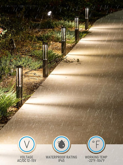 LEONLITE 10-Pack Low Voltage Landscape Pathway Lights, LED Bollard Path Lights, 3W Outdoor Landscape Lighting for Driveway, Garden, Aluminum, 12-15V AC/DC, IP65 Waterproof, 3000K Warm White, Black