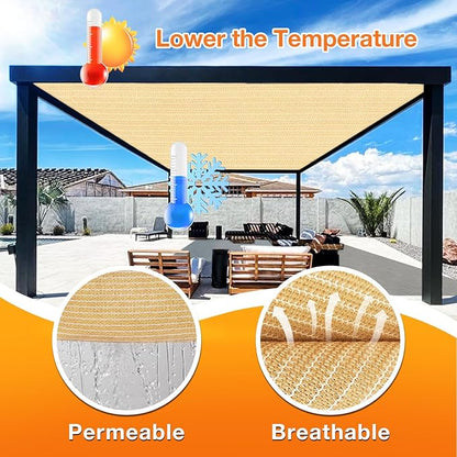 Artpuch Outdoor Pergola Shade Cover 6' X 10' Sun Shade Cloth with Grommets, 90% UV Protection Canopy Patio Privacy Screen (Customized Available) GN107, Wheat