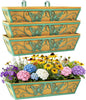 4 Pack 24 Inch Window Boxes Planter Railing Planters Box with Adjustable Brackets for Porch Deck Balcony Hanging Butterfly Decorative Flower Baskets & Non-Woven Fabric Liner for Outdoor Plants - Green