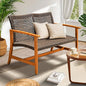 Idzo Harmonie 800lbs Capacity Outdoor Loveseat Furniture, FSC Certified Acacia Patio Sofa with Upgraded 2000 Hours UV Resistant Wicker, Teak Finish Porch Couch