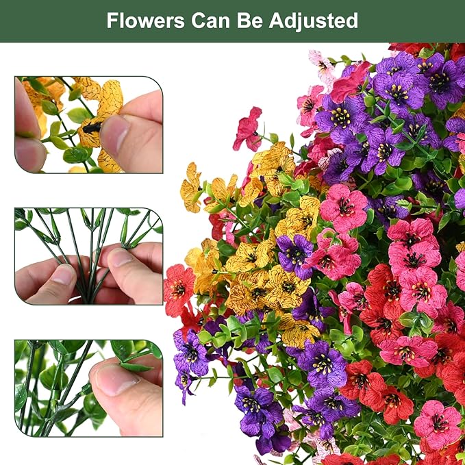 Artificial Flowers for Outdoor, UV Resistant Fake Silk Flowers, Realistic Faux Plants for Outside Indoor Porch Patio Window Box Planter Home Decor (20, Yellow)