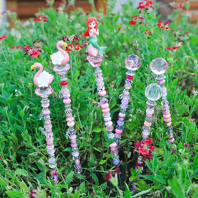 Decorative Garden Stakes DIY Kit, 158 Pieces, Pink Fairy Wand