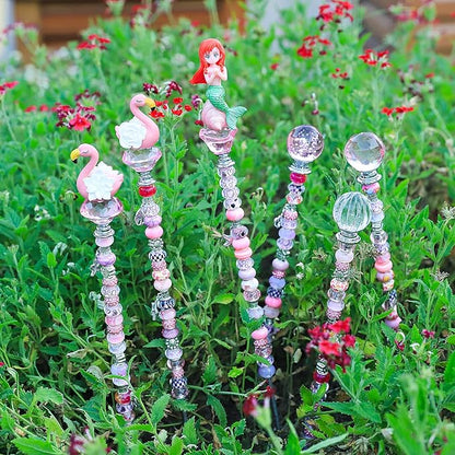 Decorative Garden Stakes DIY Kit, 158 Pieces, Pink Fairy Wand