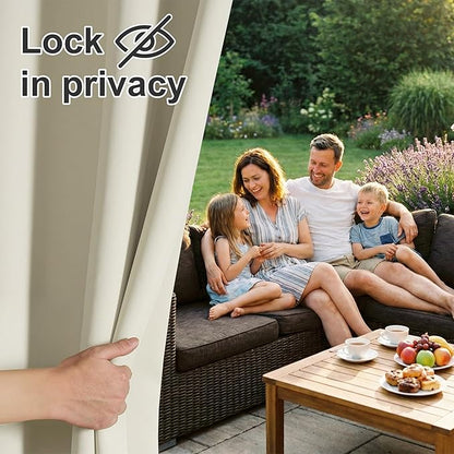 RYB HOME Extra Wide Outdoor Curtains for Patio Waterproof Heavy Duty Thermal Insulated in Summer Full Coverage Privacy for Porch, Gazebo & Pergola, W100 x L84, Beige, 1 Panel