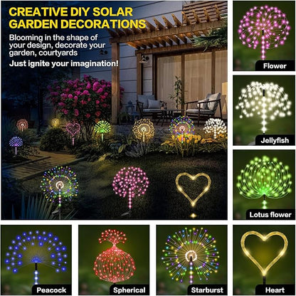 Garden Decor Solar Lights Outdoor,155LED 8 lighting modes pole light Waterproof White Solar Garden Lights for Christmas, Halloween Decoration,Yard, Patio, Porch,Flower Pot,Pathway (2Pack)