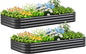 Quictent Galvanized Raised Garden Bed Kit, 8x4x1 ft Oval Metal Planter Box for Vegetables, Strengthened by Crossbar, Dark Gray, 2PCS