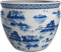Red Lantern 20" Porcelain Fishbowl Blue & White Landscape Planter