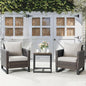Belord Outdoor Bistro Set 3 Piece Outdoor Wicker Patio Chairs, Oversize Outdoor Rattan Seating Set, All-Weather Chairs Wicker Furniture with Metal Side Table and Removable Cushion for Outside, Brown